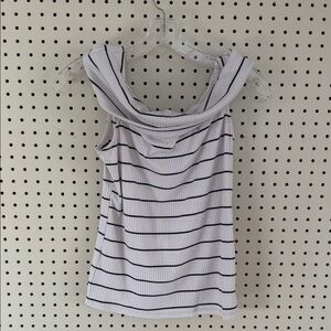 a new day Black and White Striped Tank Top